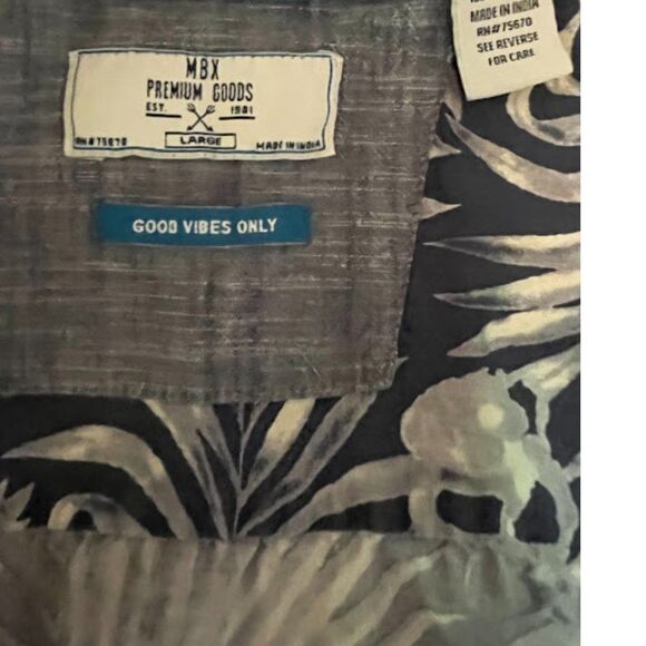 MBX Premium Goods Blue Cotton Hawaiian Floral Surf Button Down Shirt SZ L - Picture 3 of 5